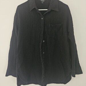 Nursing Friendly Rachel Roy Muslin Black Long Sleeved Button Down Shirt